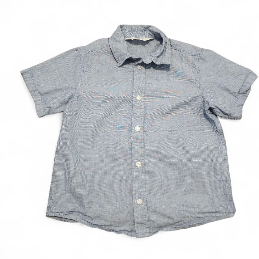 ​H&M Boys Light Blue Short Sleeve Button Down Shirt - Size 4T